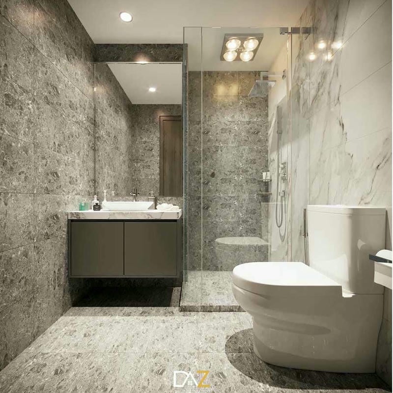 Thiết kế khu vực vệ sinh cho căn hộ chung cư 64m2