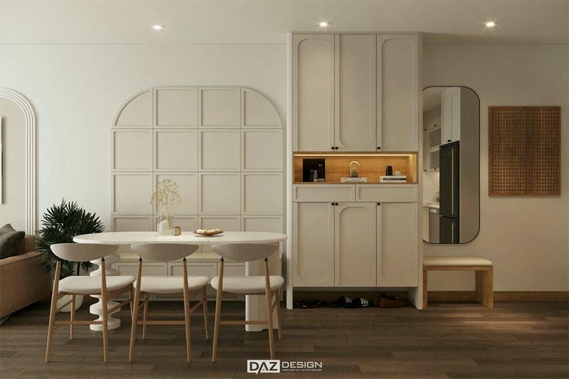 Thiết kế nội thất chung cư 2 ngủ phong cách Wabisabi - tối giản