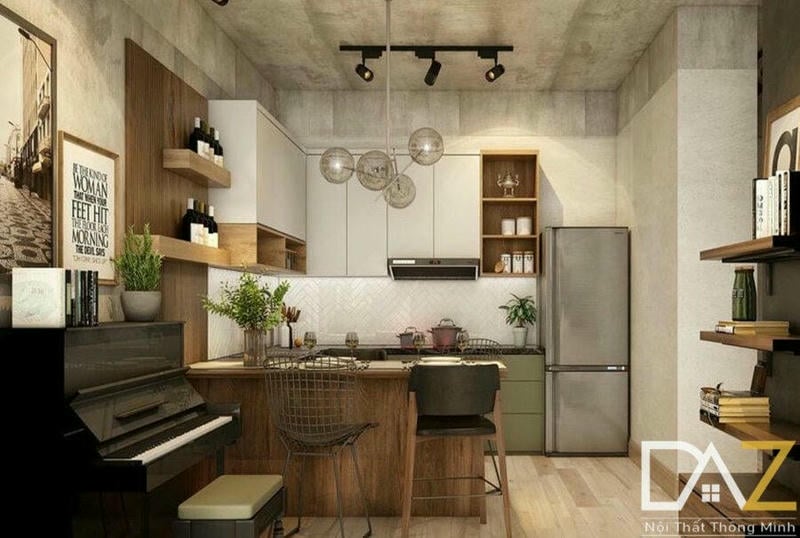 Thiết kế nội thất chung cư 62m2 cho phòng bếp độc đáo và ấn tượng