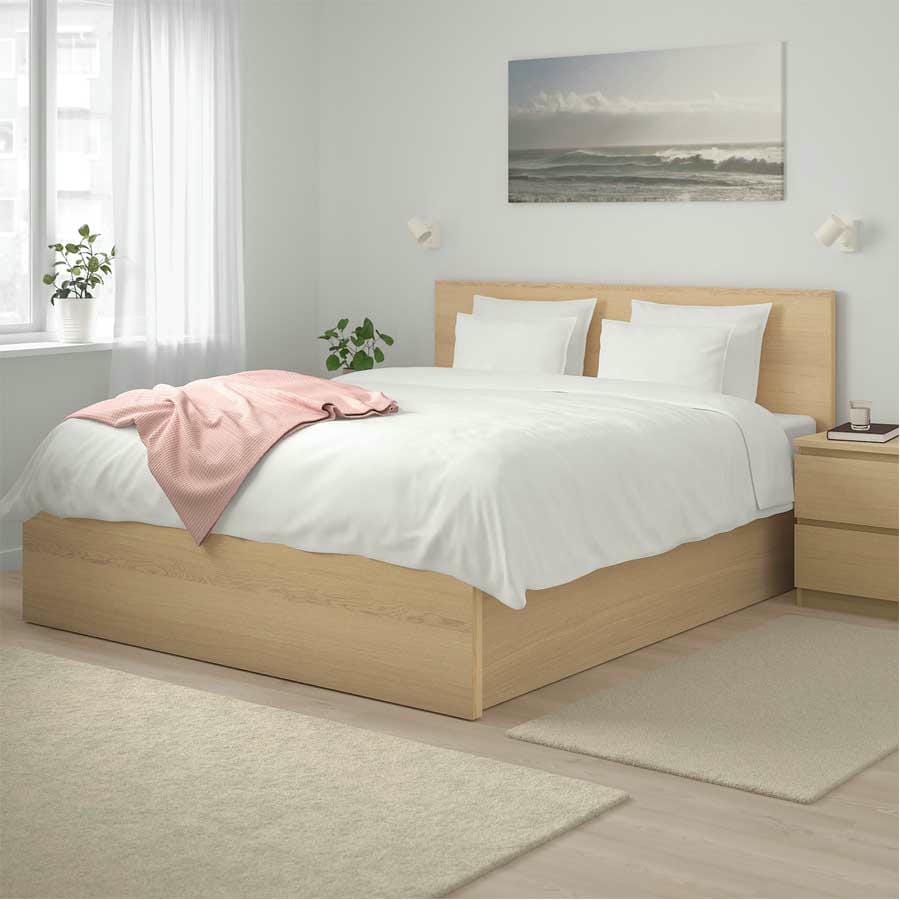 Giường ngủ gỗ veneer sồi cho chung cư