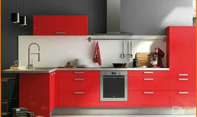 Tủ bếp cánh Acrylic kết hợp sơn tường
