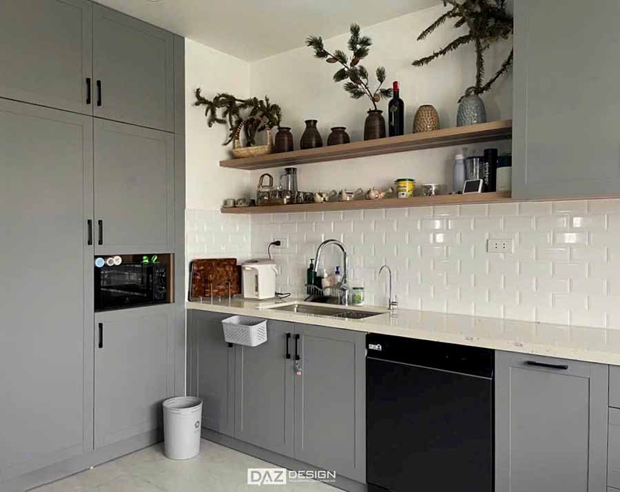Tủ Bếp Acrylic An Cường Bóng Gương Mdf Lõi Xanh Az-25
