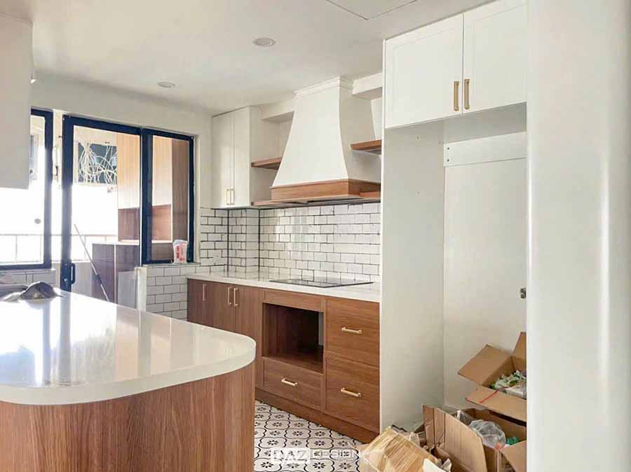 Tủ Bếp Acrylic An Cường Bóng Gương Mdf Lõi Xanh Az-25