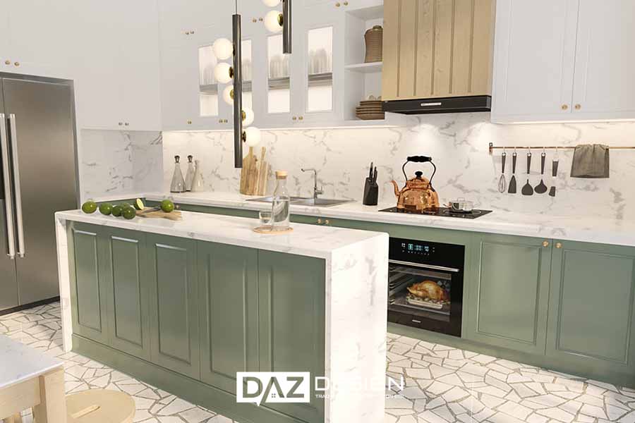 Tủ Bếp Acrylic An Cường Mdf Lõi Xanh Chống Ẩm Az-29