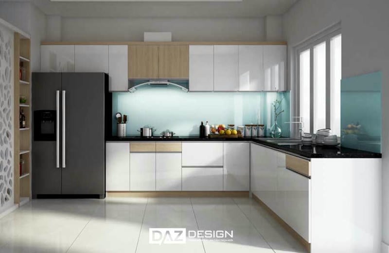 Tủ Bếp Mdf Lõi Xanh Chống Ẩm An Cường Cánh Phủ Acrylic Az-37
