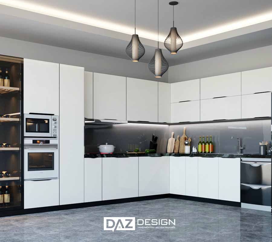 Tủ Bếp Mdf Lõi Xanh Chống Ẩm An Cường Cánh Phủ Acrylic Az-37