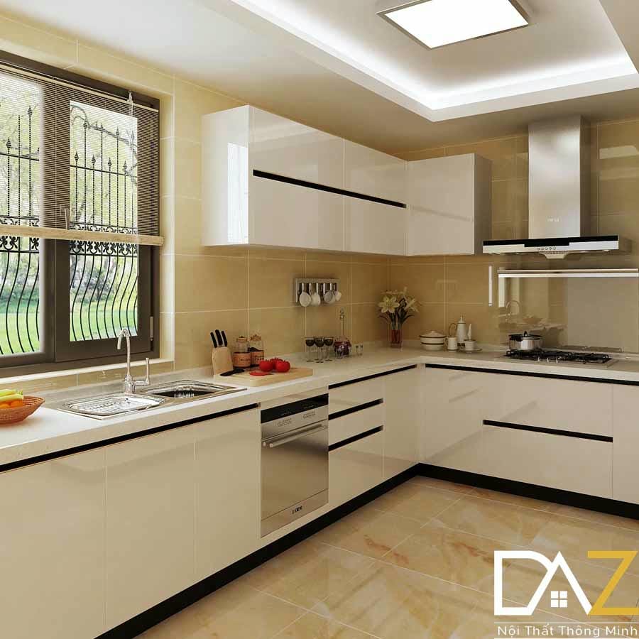 Tủ bếp Acrylic SHT-15 kiểu dáng chữ L hiện đại