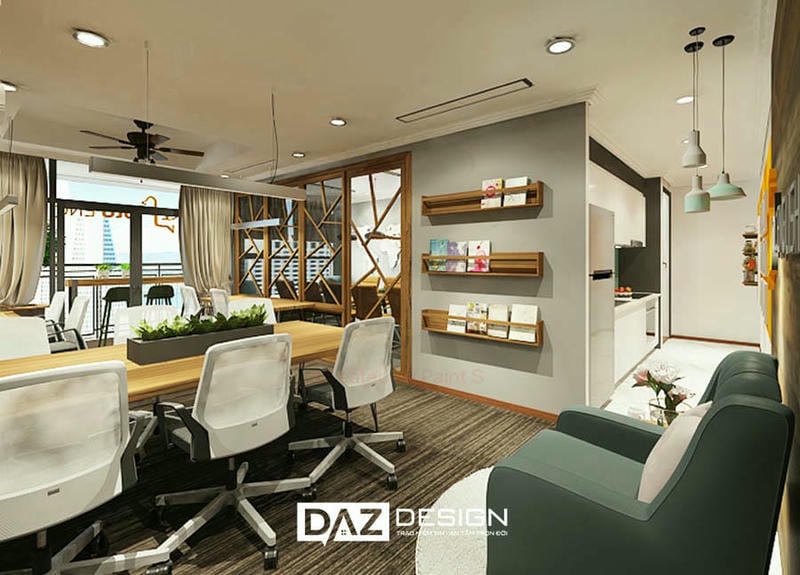 Văn phòng diện tích nhỏ thường phù hợp MDF chống ẩm, laminate, kính cường lực và
