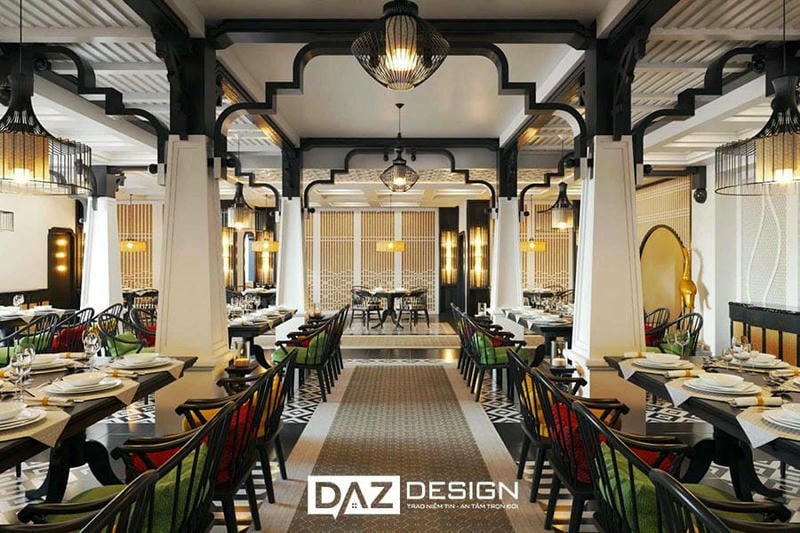 Thi công nội thất nhà hàng Phong Cách Indochine