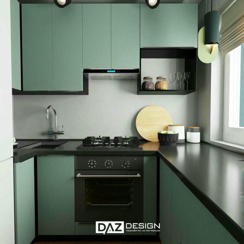 Tủ Bếp Mdf An Cường Cánh Phủ Melamine DAZ-AC03