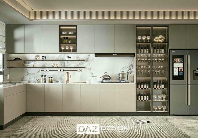 Tủ Bếp Gỗ Mdf Lõi Xanh Chống Ẩm Thái Lan Phủ Melamine