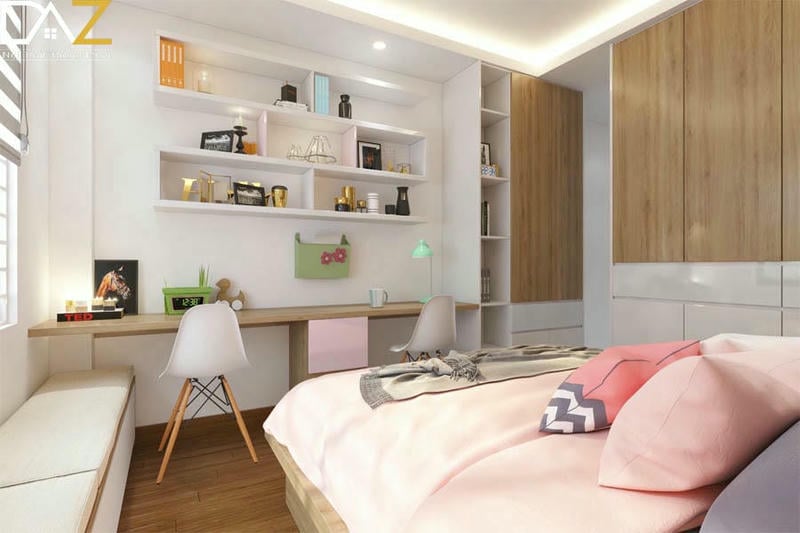 Phòng ngủ tuy nhỏ nhưng vẫn có đầy đủ công năng sử dụng