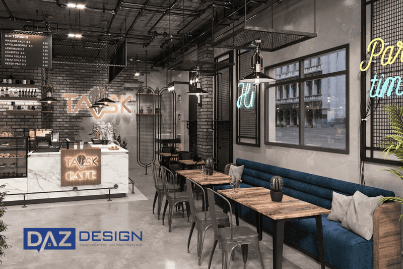 Phong cách thiết kế nội thất quán cafe Công nghiệp
