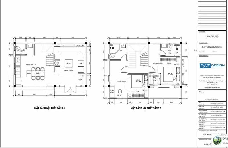 Bản thiết kế Thi Công Nội Thất Căn Hộ Nhà Đất 2 Tầng 120m2 Hà Nam
