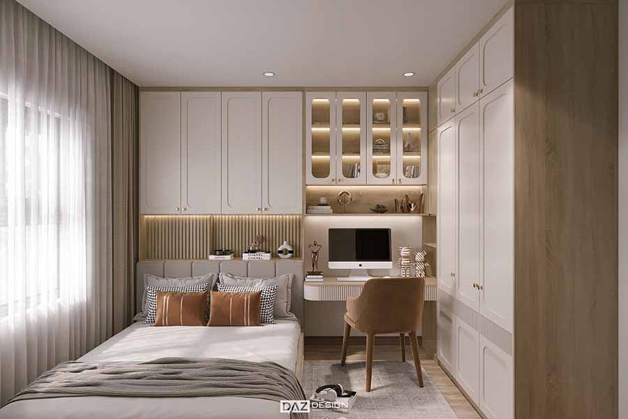 Không gian phòng ngủ vừa thông thoáng vừa sang trọng
