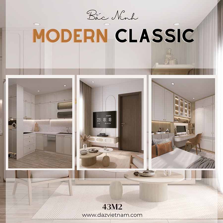 Thi Công Nội Thất Chung Cư 43m2 Modern Classic Tại Bắc Ninh 23