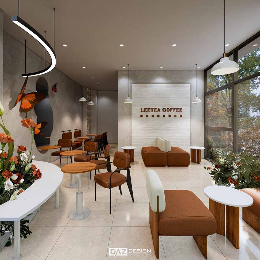 Thiết Kế Thi Công Nội Thất Quán Café 2 Tầng Long Biên Hà Nội