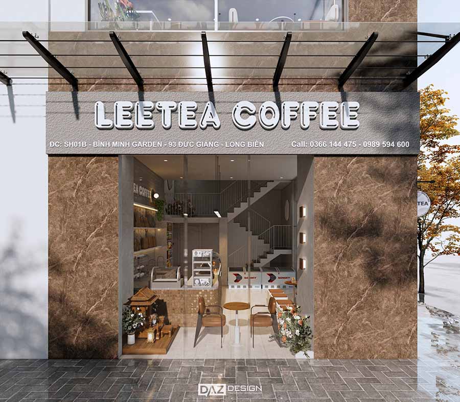 Thiết Kế Thi Công Nội Thất Quán Café 2 Tầng Long Biên Hà Nội