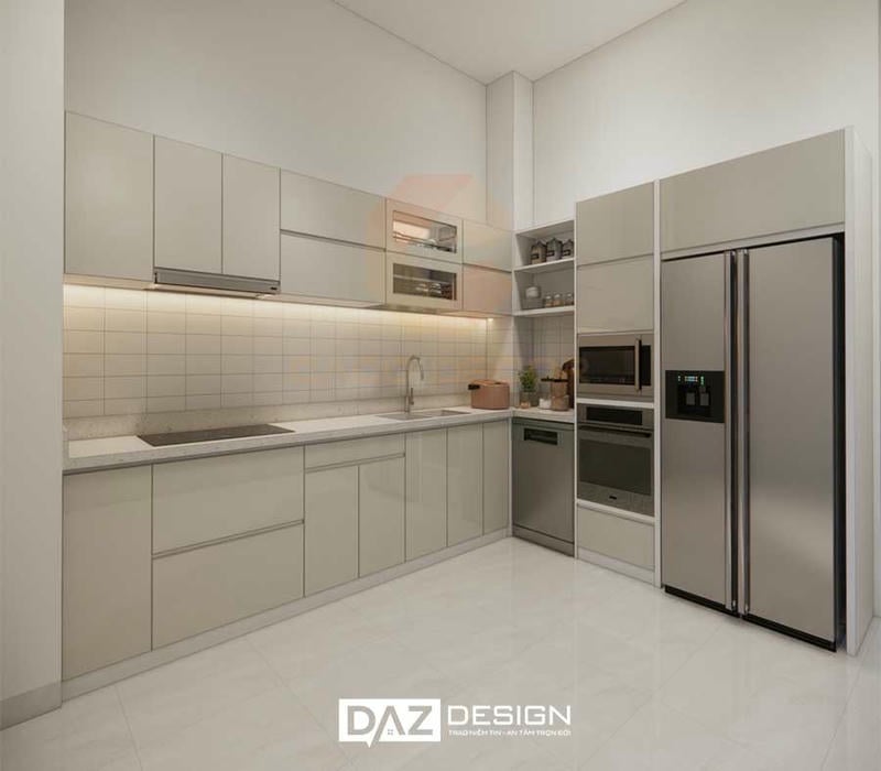 Tủ Bếp Acrylic Az-38 Mdf Lõi Xanh Chống Ẩm An Cường