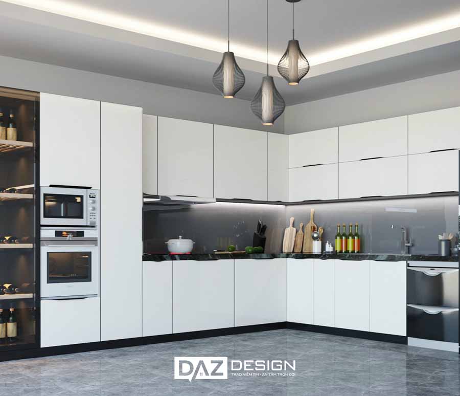 Tủ Bếp Acrylic Az-38 Mdf Lõi Xanh Chống Ẩm An Cường