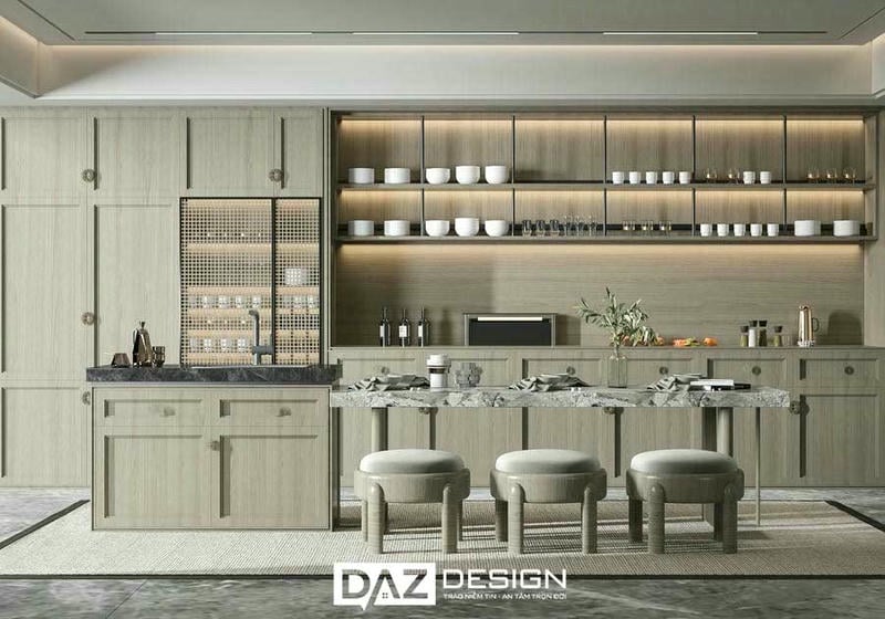 Tủ Bếp Laminate tân cổ