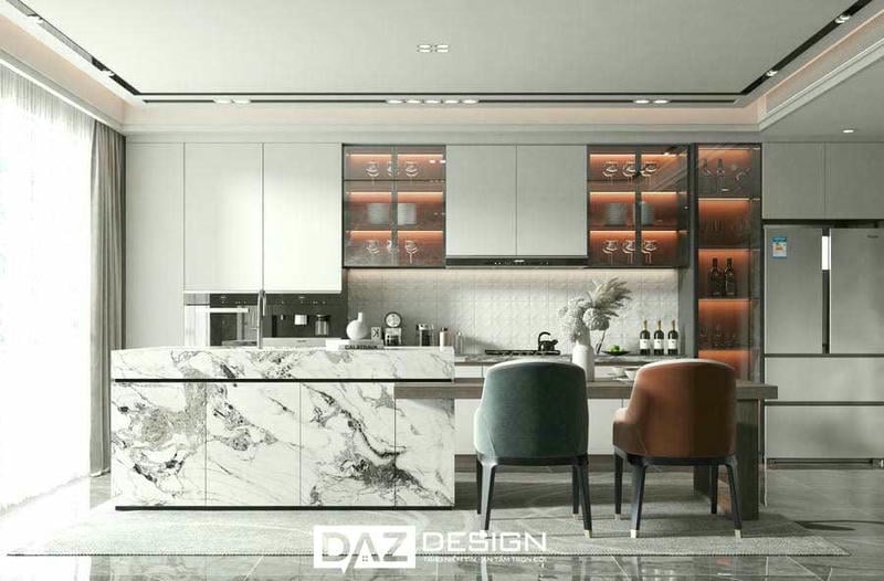 Tủ Bếp Laminate vân đá