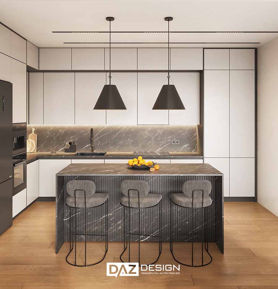 Tủ Bếp MDF An Cường Cánh Phủ Melamine DAZ-AC02