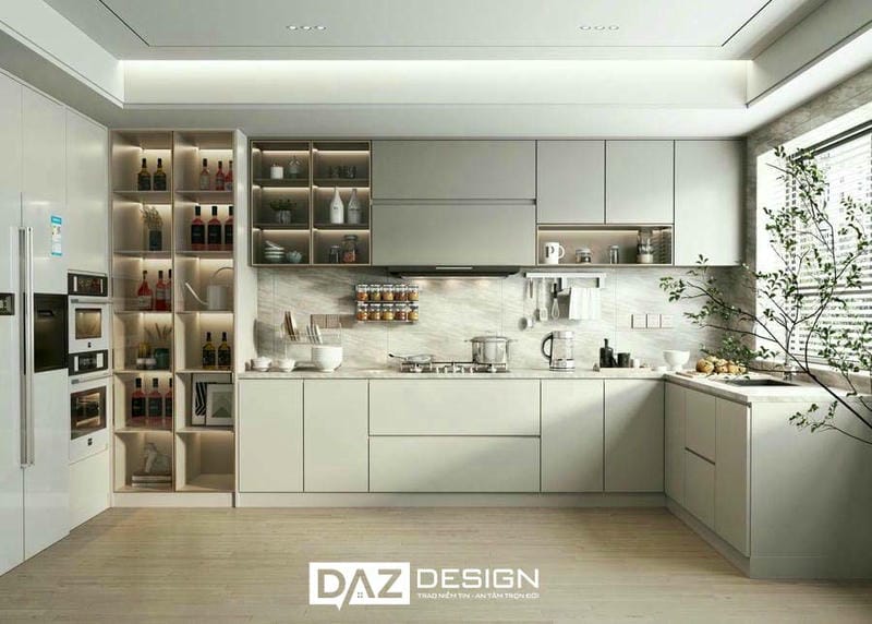 Tủ Bếp Laminate Daz-12 Mdf An Cường Lõi Xanh Chống Ẩm
