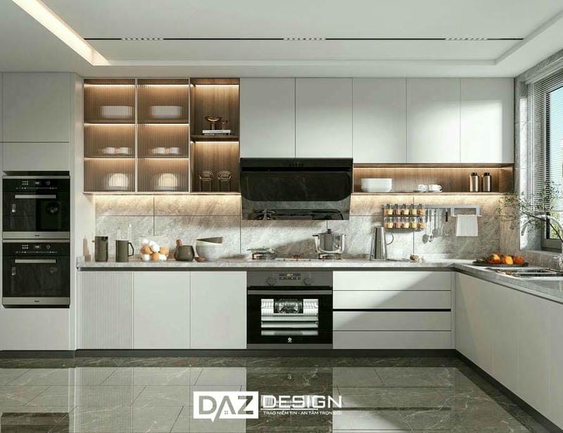 Tủ Bếp Laminate Daz-12 Mdf An Cường Lõi Xanh Chống Ẩm