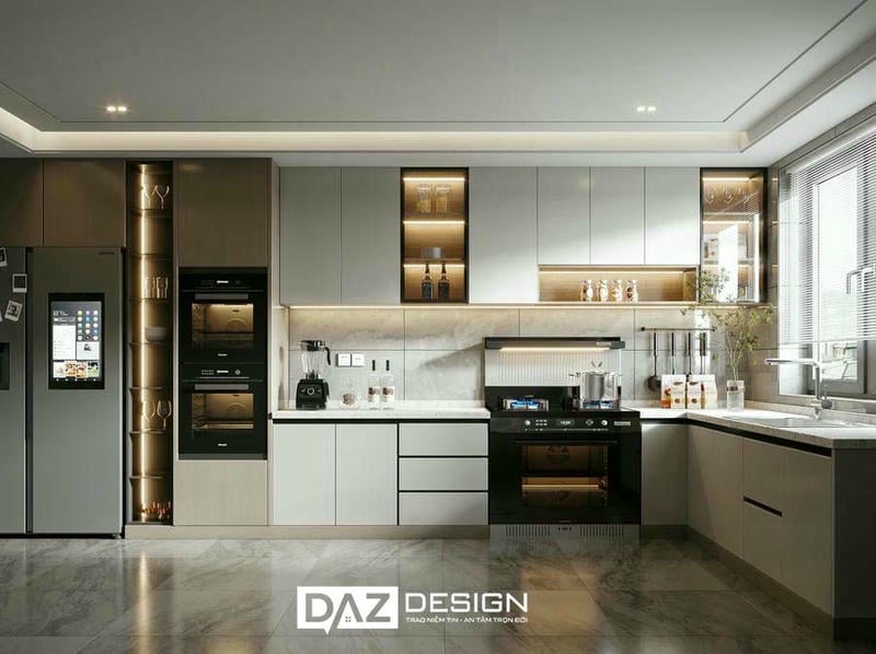 Tủ Bếp Laminate Daz-16 Mdf An Cường Lõi Xanh Chống Ẩm