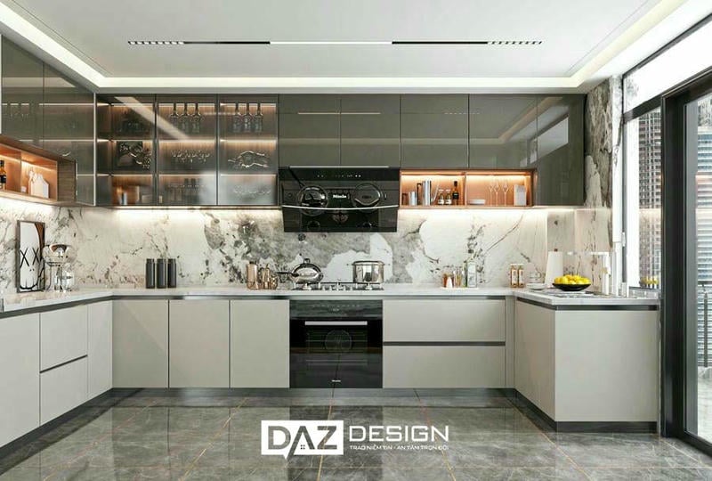 Tủ Bếp Laminate Daz-16 Mdf An Cường Lõi Xanh Chống Ẩm