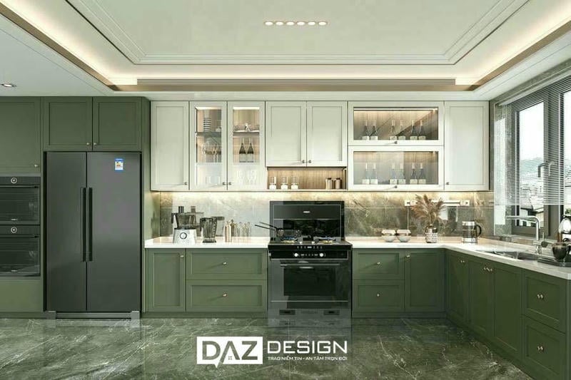 Tủ Bếp Laminate Daz-tl3 Chữ I, L, U Mdf Thái Lan Lõi Xanh