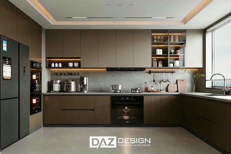 Tủ Bếp Mdf An Cường Phủ Laminate Daz-08 Lõi Xanh
