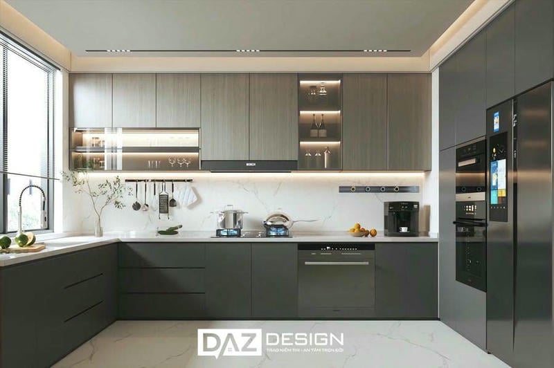 Tủ Bếp Mdf An Cường Phủ Laminate Daz-09 Lõi Xanh