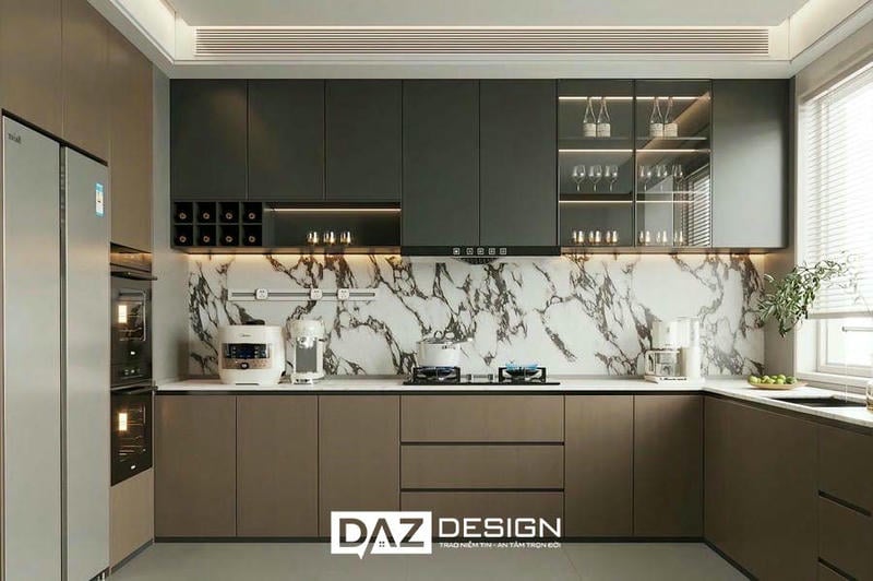 Tủ Bếp Mdf An Cường Phủ Laminate Daz-09 Lõi Xanh