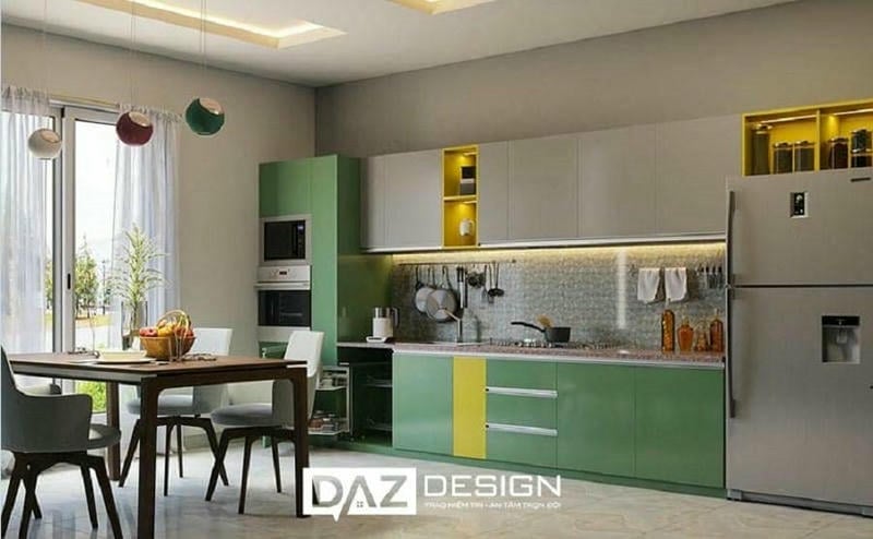 Tủ Bếp Mdf Phủ Laminate Daz-05 An Cường Lõi Xanh