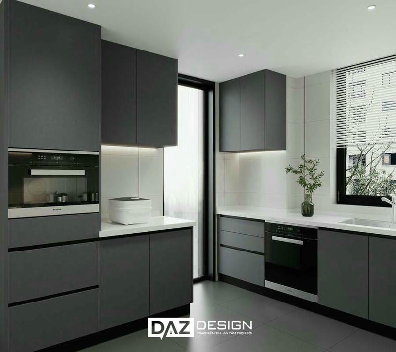 Tủ Bếp Mdf Thái Lan Lõi Xanh Phủ Laminate Daz-tl9 Chữ I, L, U