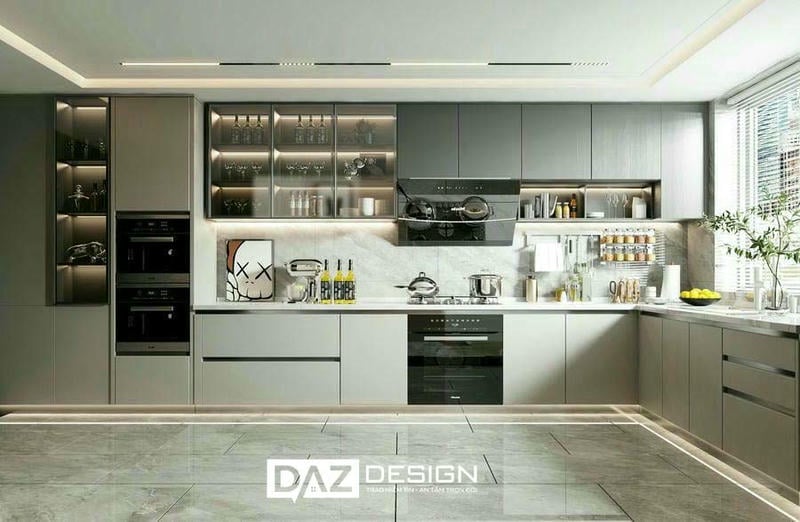 Tủ Bếp Mdf Thái Lan Lõi Xanh Phủ Laminate Daz-tl9 Chữ I, L, U