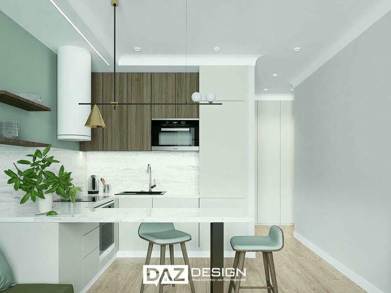 Tủ Bếp Mdf An Cường Cánh Phủ Melamin Daz-03