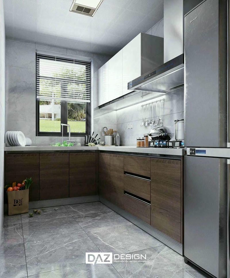 Tủ Bếp Mdf An Cường Cánh Phủ Melamine Daz-ac15