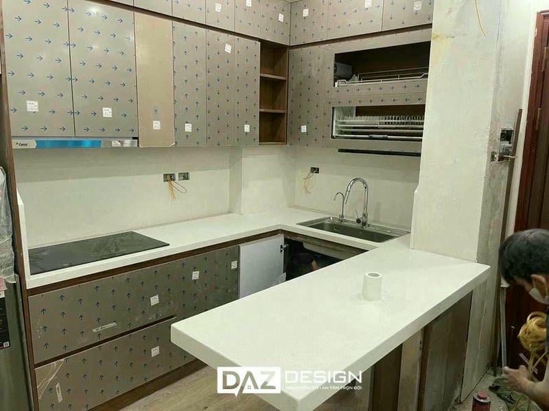 Thiết Kế Lắp Đặt Tủ Bếp Chữ U Gỗ MDF An Cường Lõi Xanh