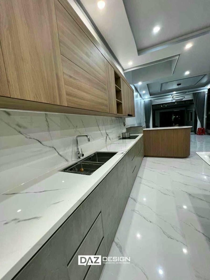 Tủ Bếp Mdf An Cường Cánh Phủ Melamine Daz-ac18