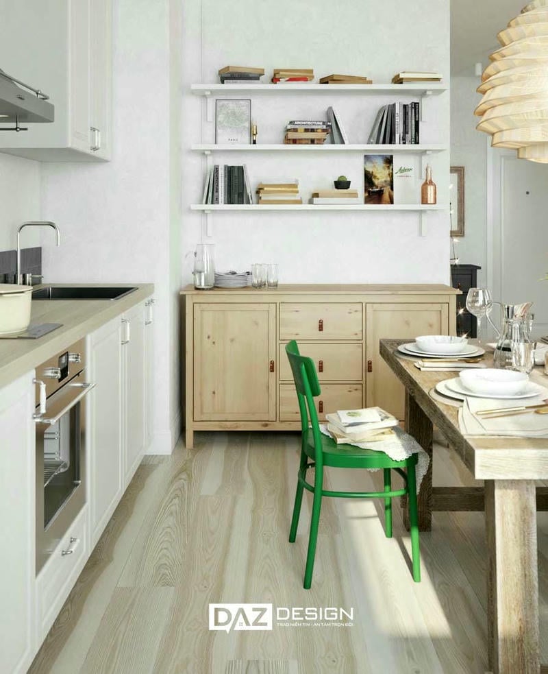 Tủ Bếp Mdf Phủ Melamine Daz-tl01 Cốt Gỗ Thái Lan Lõi Xanh