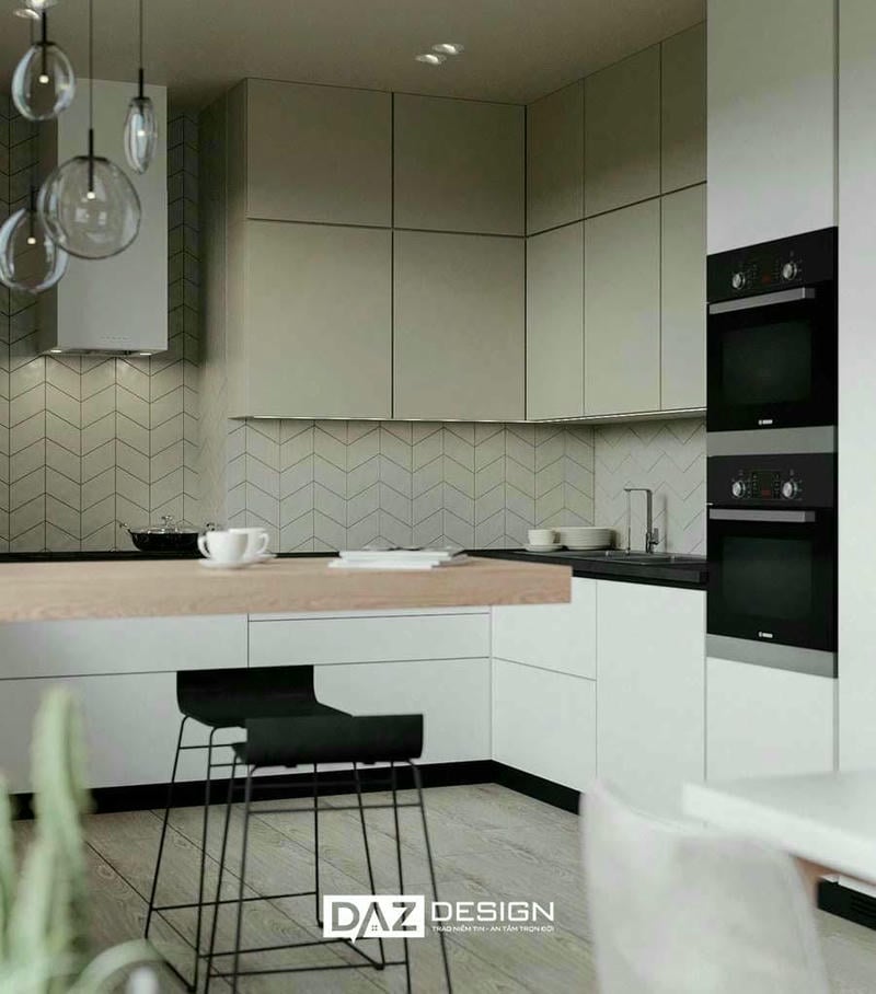 Tủ Bếp Mdf Phủ Melamine Daz-tl06 Cốt Gỗ Thái Lan Lõi Xanh