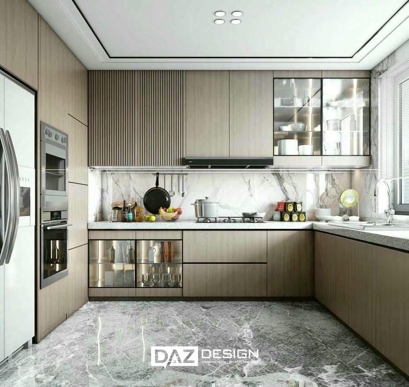 Tủ Bếp Mdf Phủ Melamine Daz-tl06 Cốt Gỗ Thái Lan Lõi Xanh