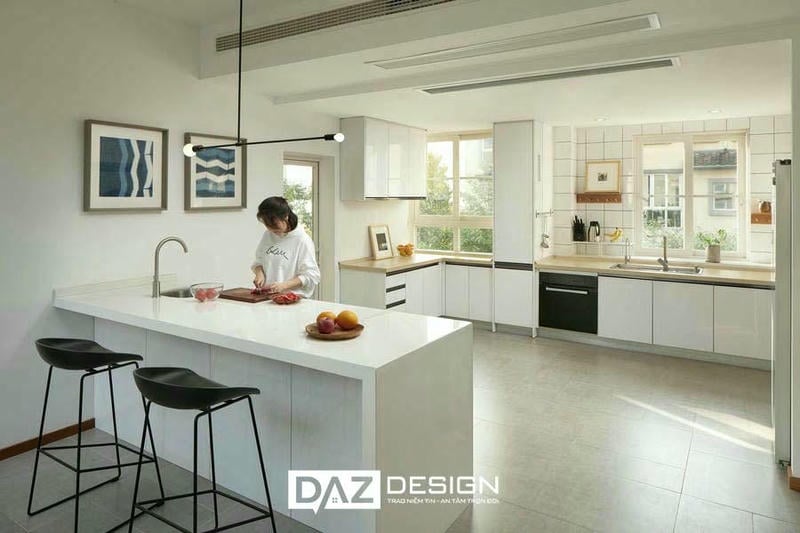 Tủ Bếp Mdf Phủ Melamine Daz-tl06 Cốt Gỗ Thái Lan Lõi Xanh