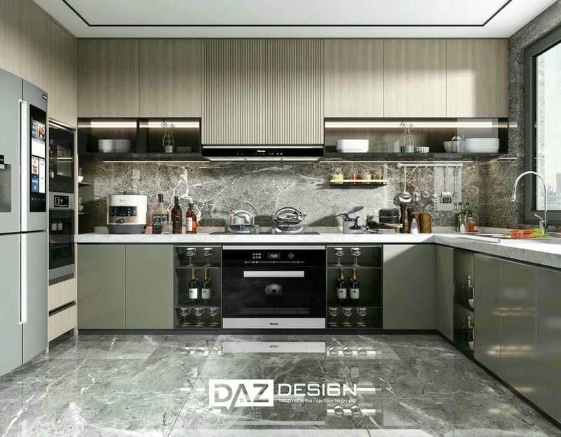 Tủ Bếp Melamine Daz-ac08 Cốt Gỗ Mdf An Cường Lõi Xanh