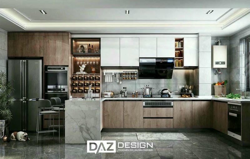 Tủ Bếp Melamine Daz-ac09 Cốt Gỗ Mdf An Cường Lõi Xanh