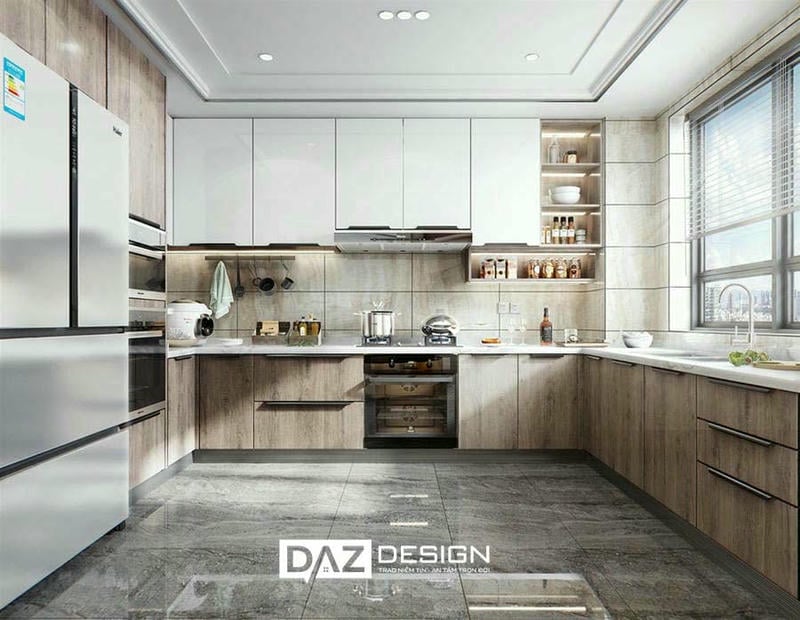 Tủ Bếp Melamine Daz-ac09 Cốt Gỗ Mdf An Cường Lõi Xanh