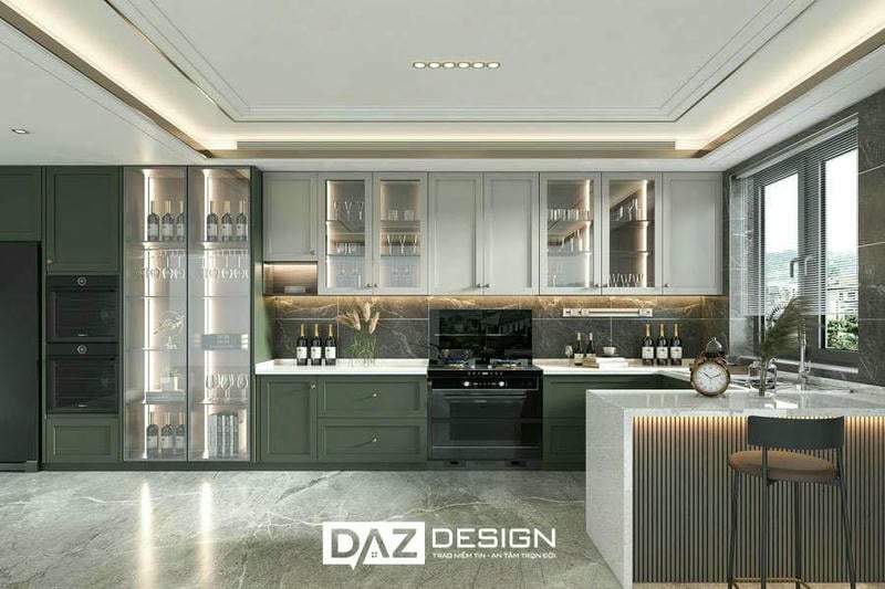 Tủ Bếp Melamine Daz-tl12 Cốt Gỗ Mdf Thái Lan Lõi Xanh